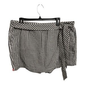 Vineyard Vines Women Gingham Black White Wrap Skirt Skort Size 16